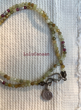 紫牙乌石榴石手工绿藤吉象手链