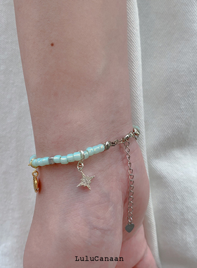 女玻璃少女感不规则叠戴手链原创