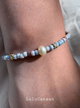 琉璃天蓝色淡水珍珠手链