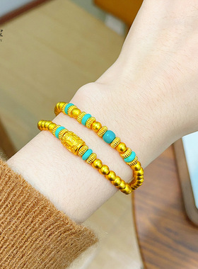 2512金店同款珐琅花丝金刚杵圆盘吊坠项链转运珠八宝罗盘毛衣链