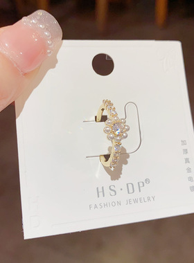 甜美可爱气质锆石米珠花开口戒指 感小众设计优雅时尚食指戒