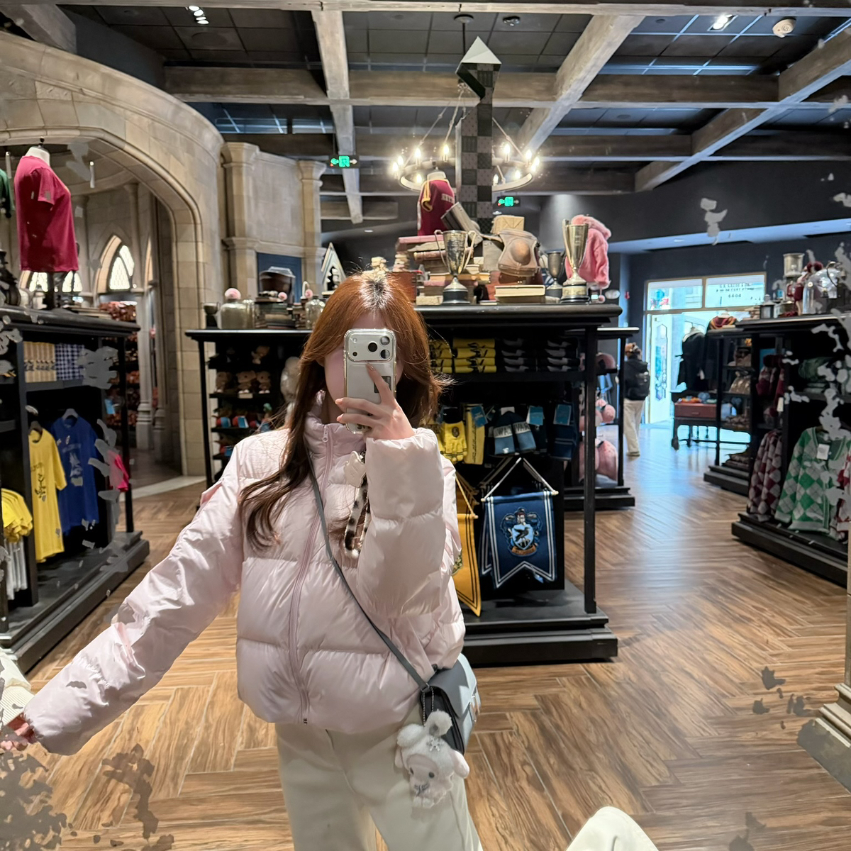 AS OFFICIAL-品质珠光缎面小立领保暖羽绒服外套(被喜悦粉俘获~) - 图2