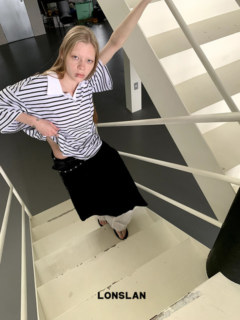 LONSLAN side zipper suit pleated skirt