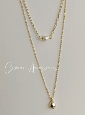 项链中长款衬衫连衣裙日系金银色