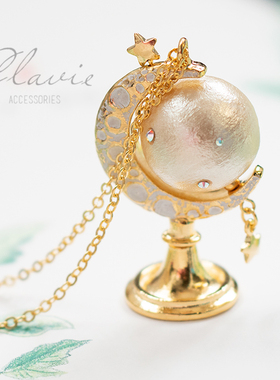 会转动手工制作棉花珍珠毛衣链