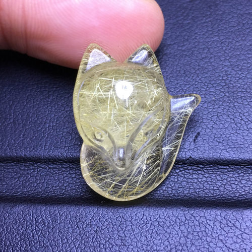 天然钛晶发晶狐狸吊坠手链手串项链男女饰品礼物手机钥匙水晶挂件 - 图2