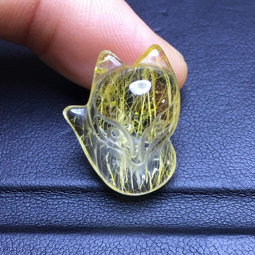 天然钛晶发晶狐狸吊坠手链手串项链男女饰品礼物手机钥匙水晶挂件 - 图3