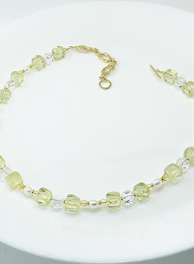 【春之华章】原创设计师项链天然白水晶柠檬晶淡水珍珠毛衣链女