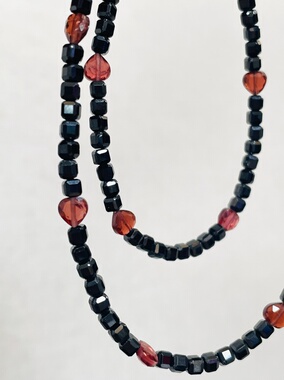 【恋与深空】原创设计师项链白水晶石榴石黑曜石