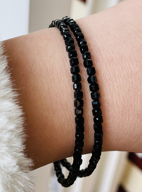 【黑武士】爆款爆闪天然水晶黑尖晶项链通勤时尚