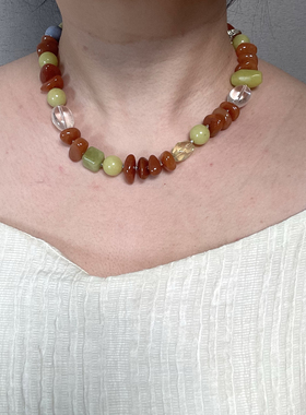 【日出江花】多款！原创设计师项链夏日海边度假天然红玛瑙东陵玉