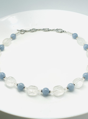 【天空之镜】原创设计师项链天然白水晶天使石