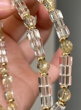 【喜金项链】多款！原创设计师金发晶白水晶透体补bu金项链五行