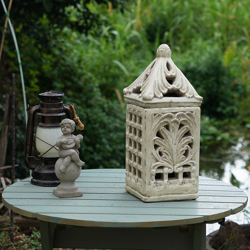 法式复古做旧风灯蜡烛台粗陶园艺摆件阳台花园造景装饰庭院布置,淘宝优惠券,粉丝福利购,淘宝优惠卷