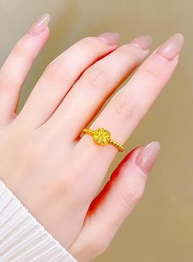 方糖金素圈实心开口戒指