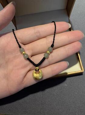 小胖福袋金转运珠锁骨链