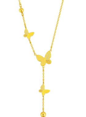 蝴蝶结流苏金项链送女朋友闺蜜