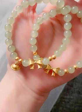 蝴蝶结金手链转运珠本命年