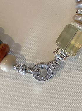 金发晶三姑娘原枝巴洛克珍珠松石沉香手链红刚玉刻面方糖手链