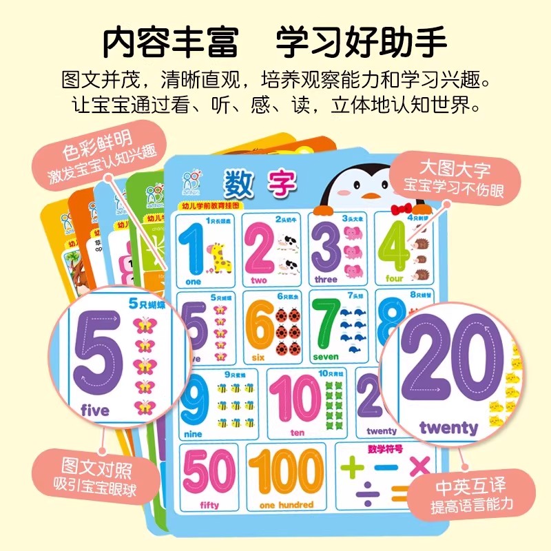 【拍三件】海润阳光幼儿学前早教挂图