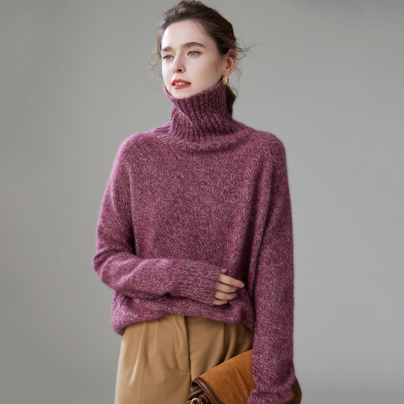 徕倩秋冬新款韩版高翻领花纱加厚女士套头山羊绒毛衣BM KT6203,淘宝优惠券,粉丝福利购,淘宝优惠卷