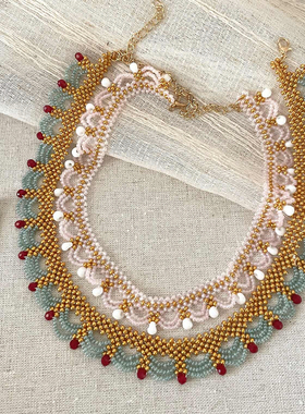 新中式国风复古多层蕾丝项链