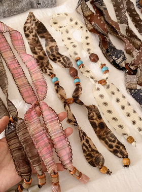 韩系新款长条丝巾项链