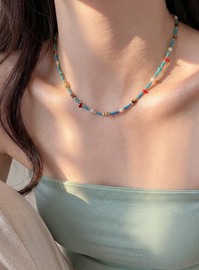 新中式天然绿松石串珠项链