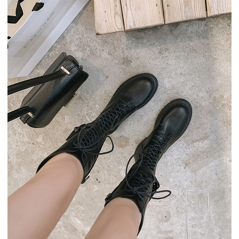 FXSO方巷大叔 原创潮流 高性价比马丁靴子女秋冬款长靴加绒网红新款高长筒骑士百搭不过膝港味1