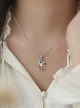 祥云如意平安锁项链女款纯银s999