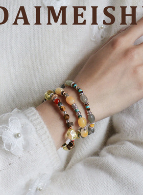 复古时尚精致气质百搭波西米亚风串珠手串手链轻奢感秋冬手饰