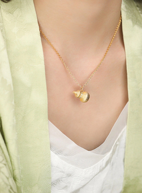 金色拉丝小葫芦项链女2025新款