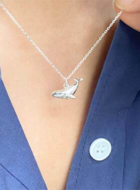 白铜镀厚银甜美时尚小鲸鱼简约项链韩版小众素链轻奢设计感颈