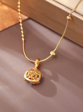 彩色锆石多巴胺方糖吊坠项链女轻奢感精致时尚百搭韩版锁骨链