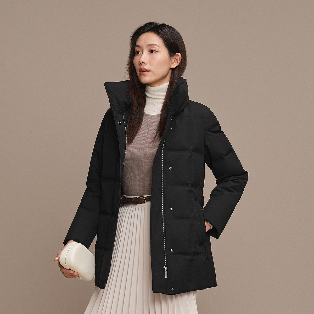 波司登2025新款羽绒服女士翻领时尚商务修身收腰显瘦保暖品质鹅绒 - 图0