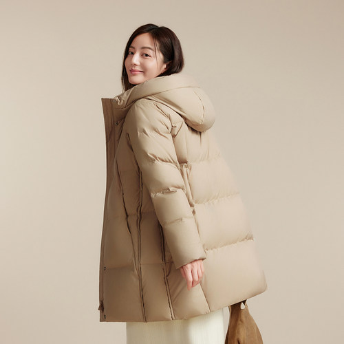 波司登新款羽绒服女经典都市休闲保暖加厚中长款连帽时尚百搭 - 图1