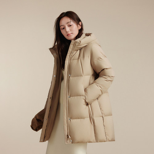 波司登新款羽绒服女经典都市休闲保暖加厚中长款连帽时尚百搭 - 图0