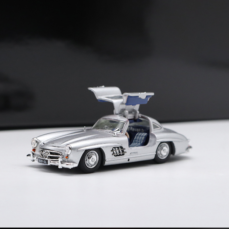 BSC 1:64   W198 鸥翼门 1955奔驰300SL 仿真合金全开汽车模型 - 图2