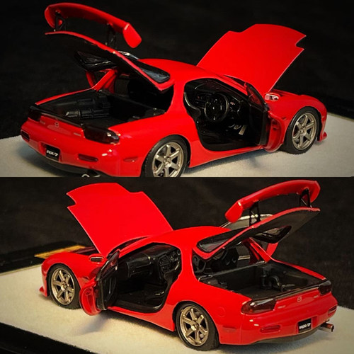 PGM 限量 1:64 马自达 RX7 FD3S 红色 仿真合金全开汽车模型收藏 - 图1