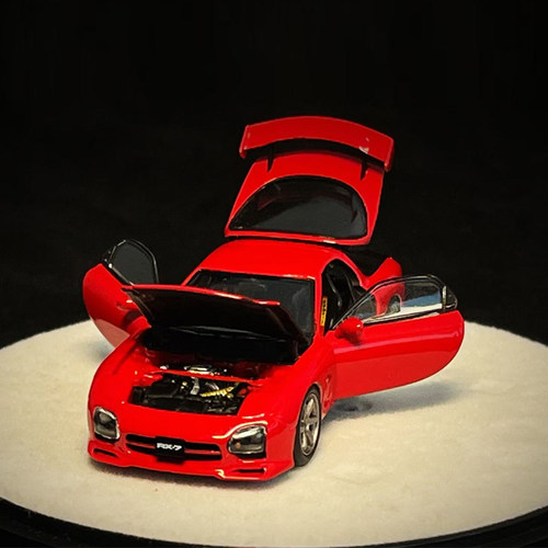 PGM 限量 1:64 马自达 RX7 FD3S 红色 仿真合金全开汽车模型收藏 - 图0