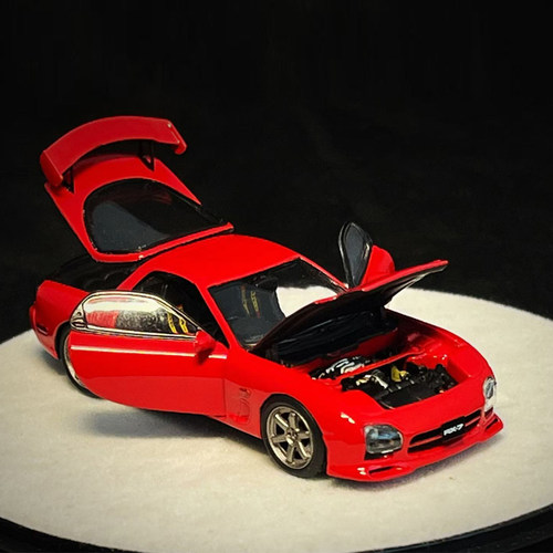 PGM 限量 1:64 马自达 RX7 FD3S 红色 仿真合金全开汽车模型收藏 - 图3