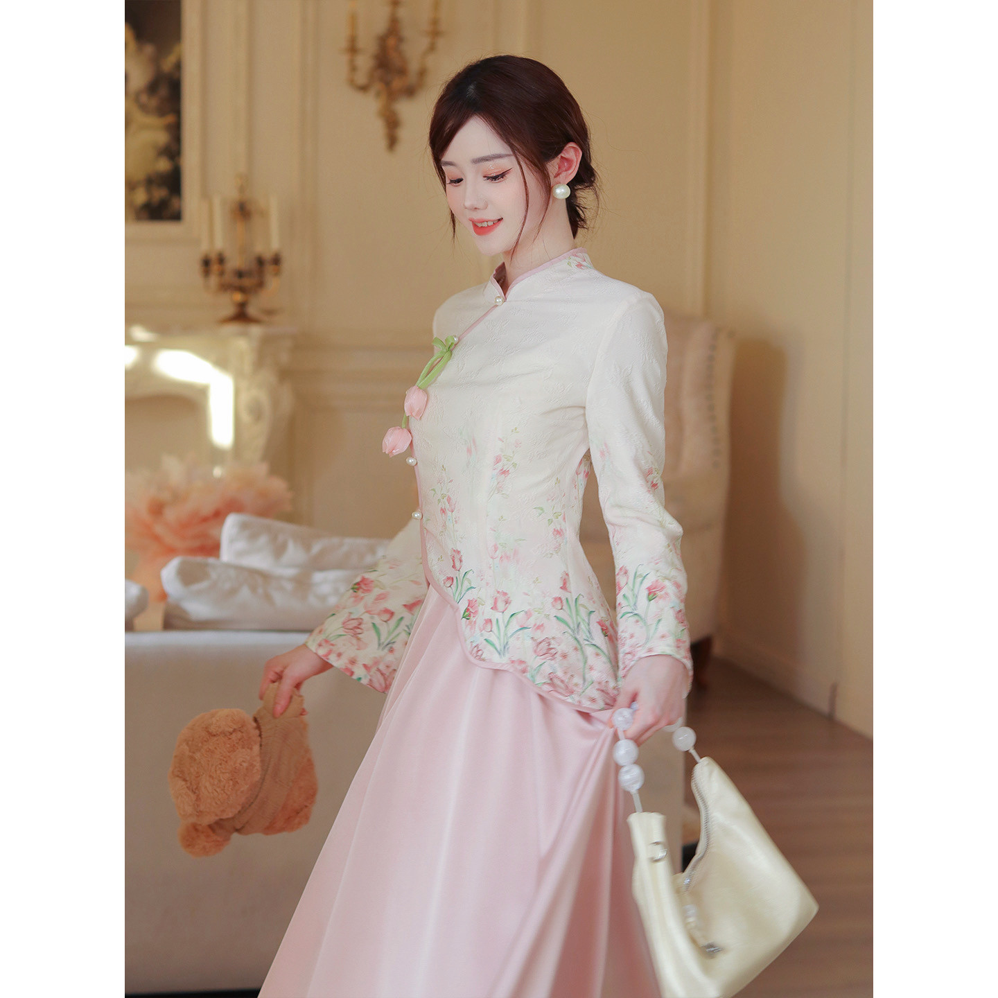 瑶西【郁香折影】粉色长裙巨好看的秋冬汉服新中式裙子两件套装,淘宝优惠券,粉丝福利购,淘宝优惠卷