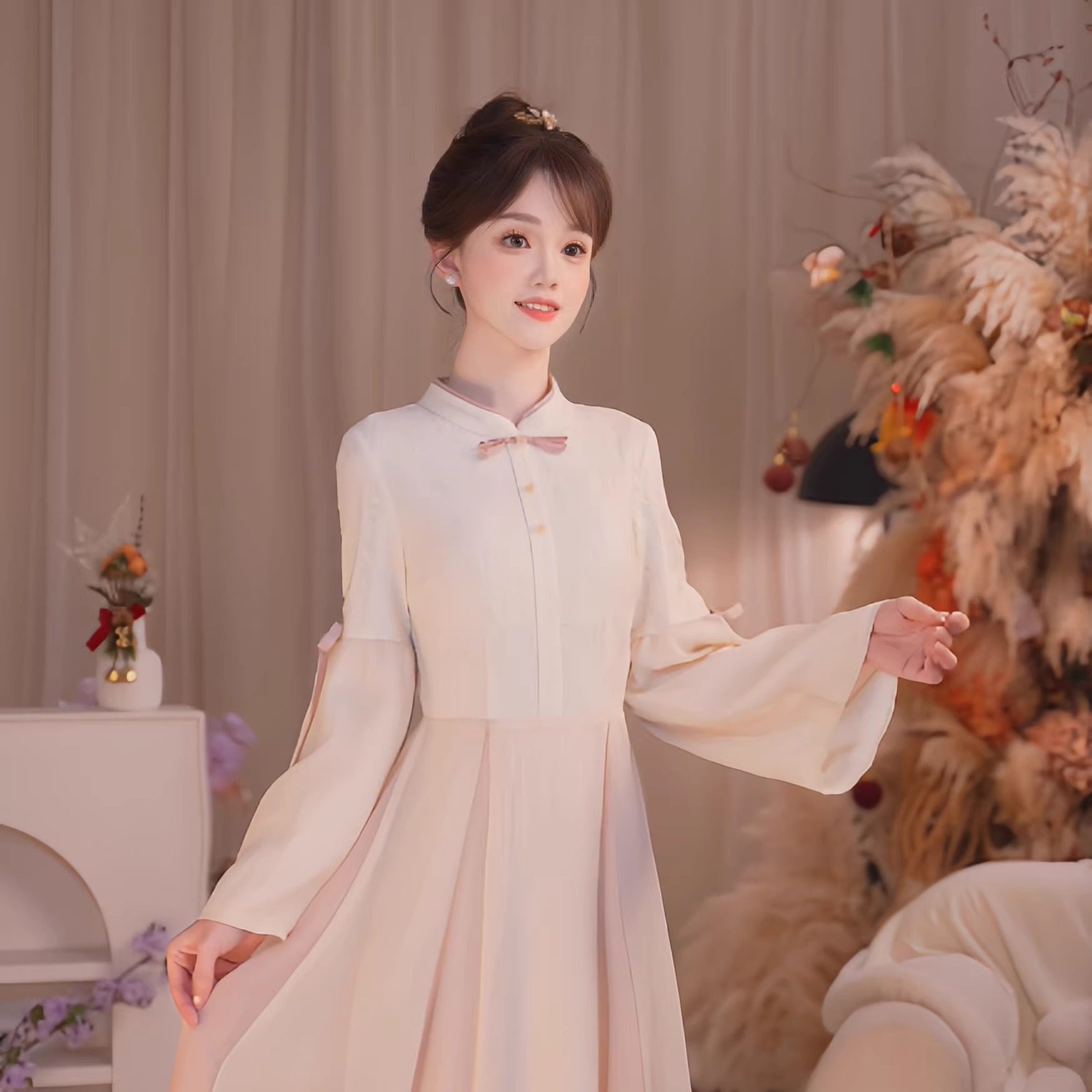 瑶西【棠梨杏粉】2026新款国风原创改良汉元素氛围感连衣裙,淘宝优惠券,粉丝福利购,淘宝优惠卷