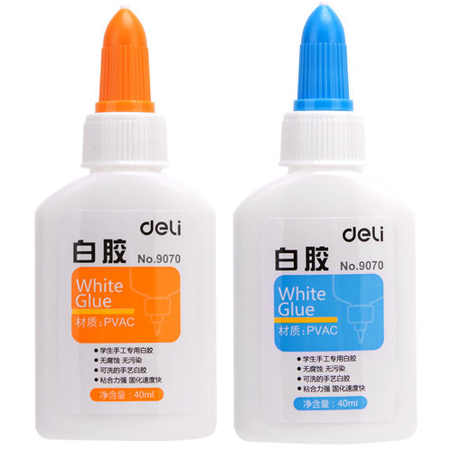 得力白乳胶学生手工课DIY模型液体胶水娃屋手艺安装用白胶40ml - 图0