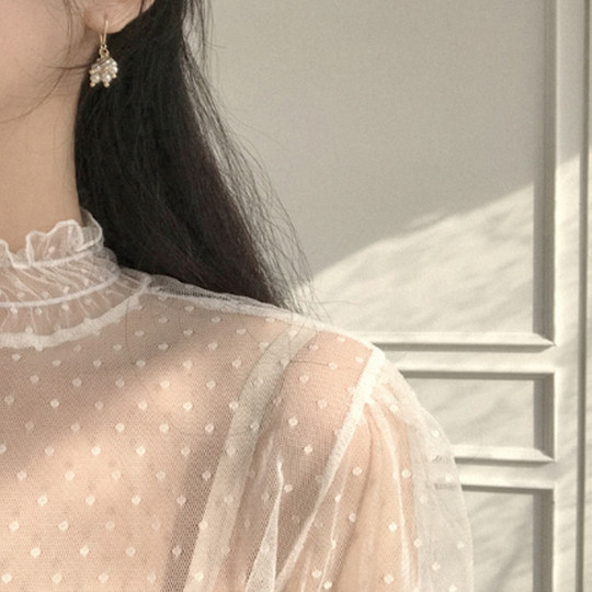 大码胖mm长袖蕾丝打底衫女内搭小衫秋冬新款百搭荷叶边网纱上衣潮