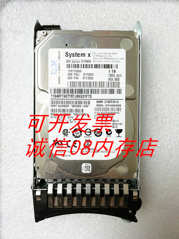 IBM FRU 81Y9691 1T SAS 7.2K硬盘X3500M4 X3550M3 X3650M2服务器 - 图0