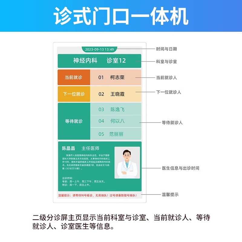 智慧医院21.5寸排队叫号系统安卓网络可视分诊显示屏一体机电子门牌门诊挂号取号导诊导检无线排队机排号机 - 图2