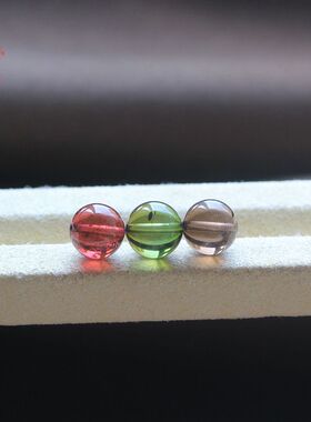 天然碧玺红绿烟灰色圆珠隔珠