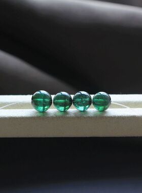 天然碧玺蓝绿色圆珠隔珠