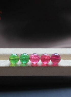 祖母绿色卢比莱红碧玺单珠散珠9 9.2MM多宝手链DIY配珠